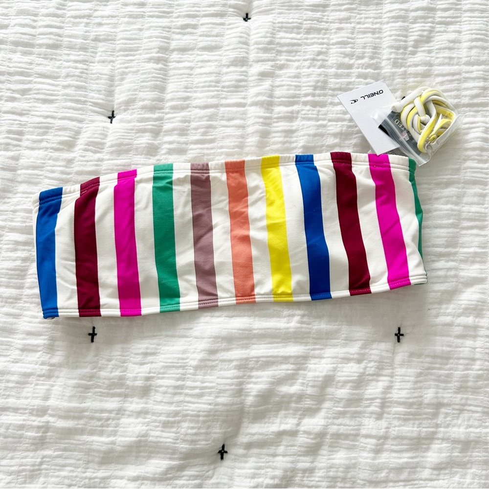 NEW O'Neill Cascada Stripe Bandeau Bikini Swim Top Size Medium (M)